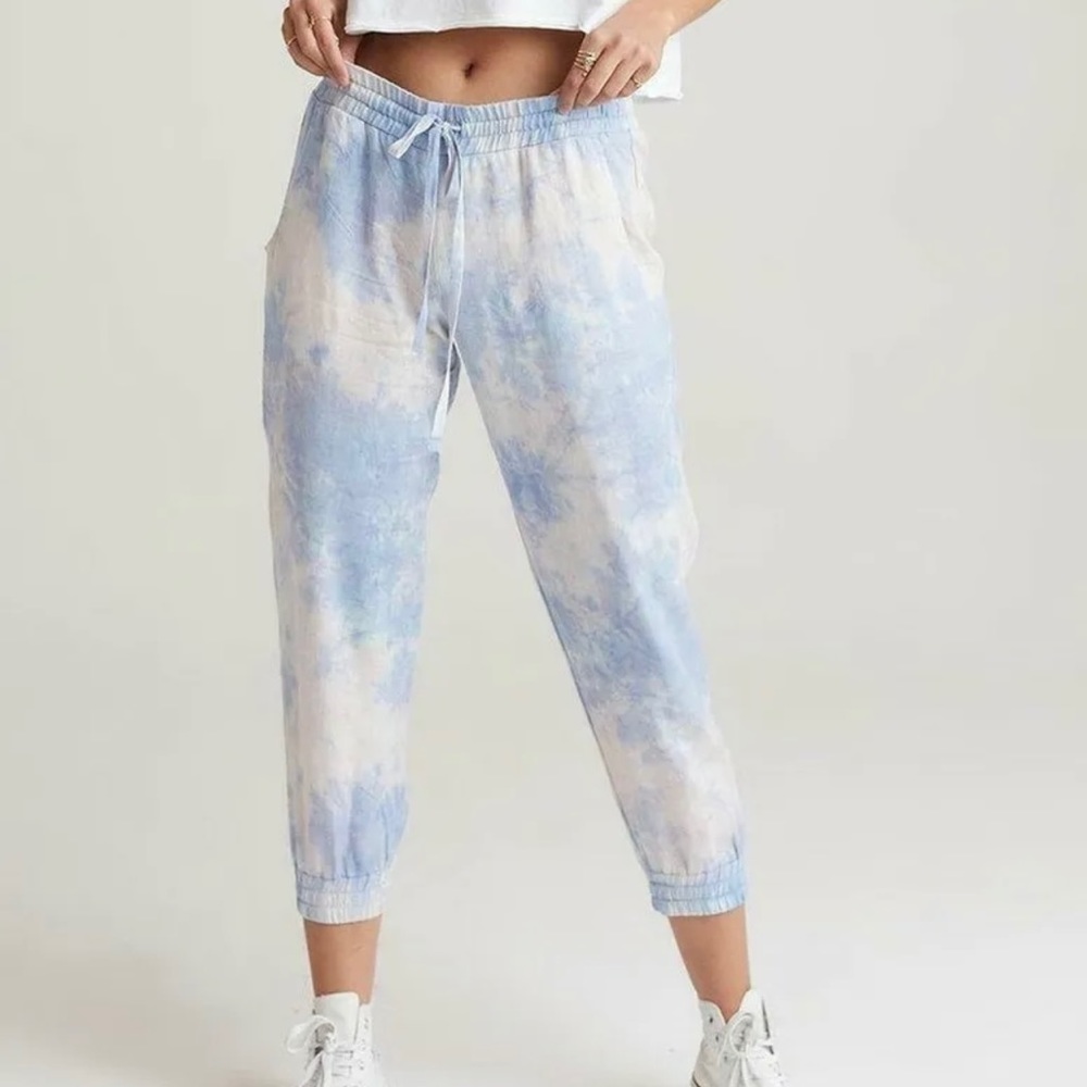 Bella Dahl Galaxy Tie Dye Linen Jogger Casual Pants Sz L High Rise NWOT.